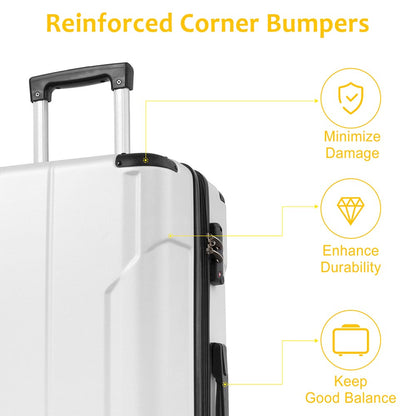 Set of 2 Expandable Hard Side Suitcase with TSA Lock and Spinner Wheels - White_1
