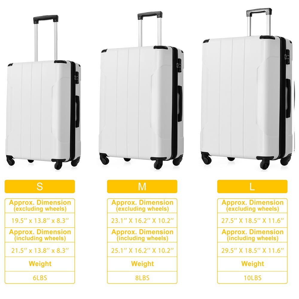 Set of 2 Expandable Hard Side Suitcase with TSA Lock and Spinner Wheels - White_7