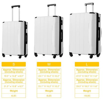 Set of 2 Expandable Hard Side Suitcase with TSA Lock and Spinner Wheels - White_7