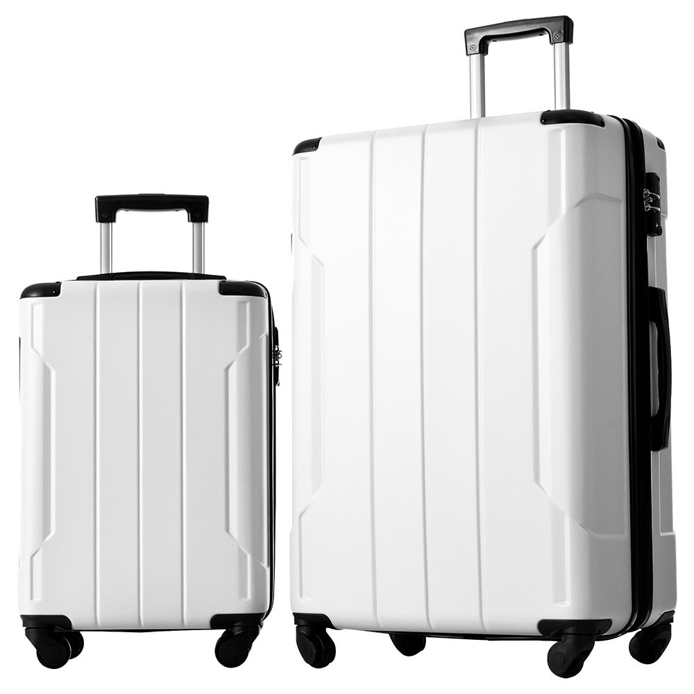 Set of 2 Expandable Hard Side Suitcase with TSA Lock and Spinner Wheels - White_0