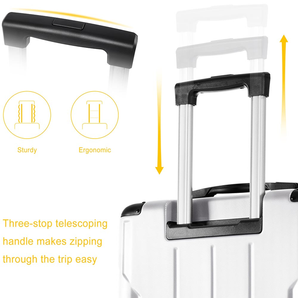 Set of 2 Expandable Hard Side Suitcase with TSA Lock and Spinner Wheels - White_4