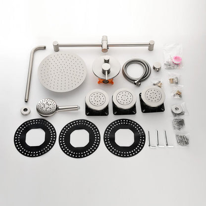 Shower System with Shower Head Hand  Slide Bar Bodyspray Shower Arm Hose Valve Trim and Lever Handle - Brushed Nickel_7
