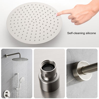 Shower System with Shower Head Hand  Slide Bar Bodyspray Shower Arm Hose Valve Trim and Lever Handle - Brushed Nickel_3