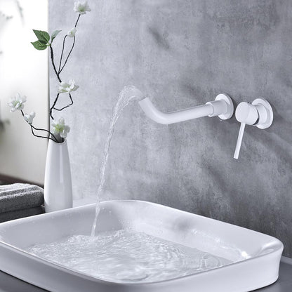 Single Lever Handle Wall Mounted Bathroom Faucet - White_8