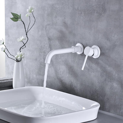 Single Lever Handle Wall Mounted Bathroom Faucet - White_10
