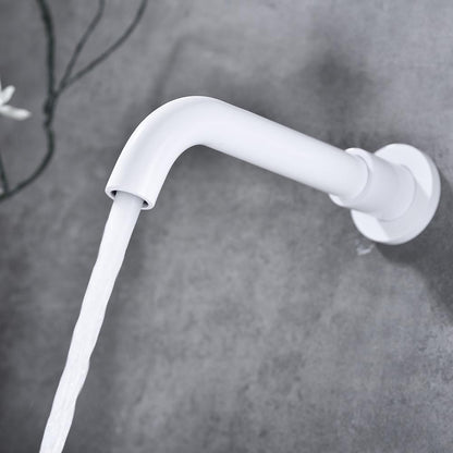 Single Lever Handle Wall Mounted Bathroom Faucet - White_3