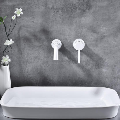 Single Lever Handle Wall Mounted Bathroom Faucet - White_6