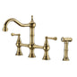 Bridge Dual Handles Kitchen Faucet With Pull-Out Side Spray - Gold_0
