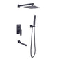 Shower System 16 Inch Square Bathroom Luxury Rain Mixer Shower Combo Set - Black_1