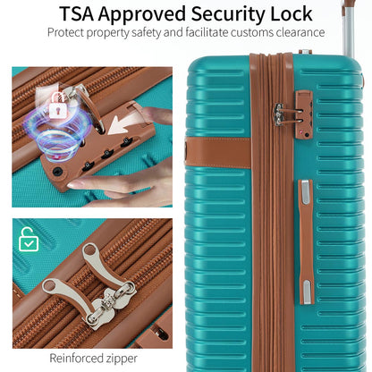 Set of 4 Expandable Lightweight Suitcase with Packing Cubes TSA Lock and Spinner Wheels - Green_4
