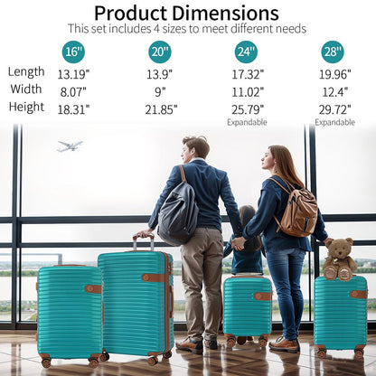 Set of 4 Expandable Lightweight Suitcase with Packing Cubes TSA Lock and Spinner Wheels - Green_7