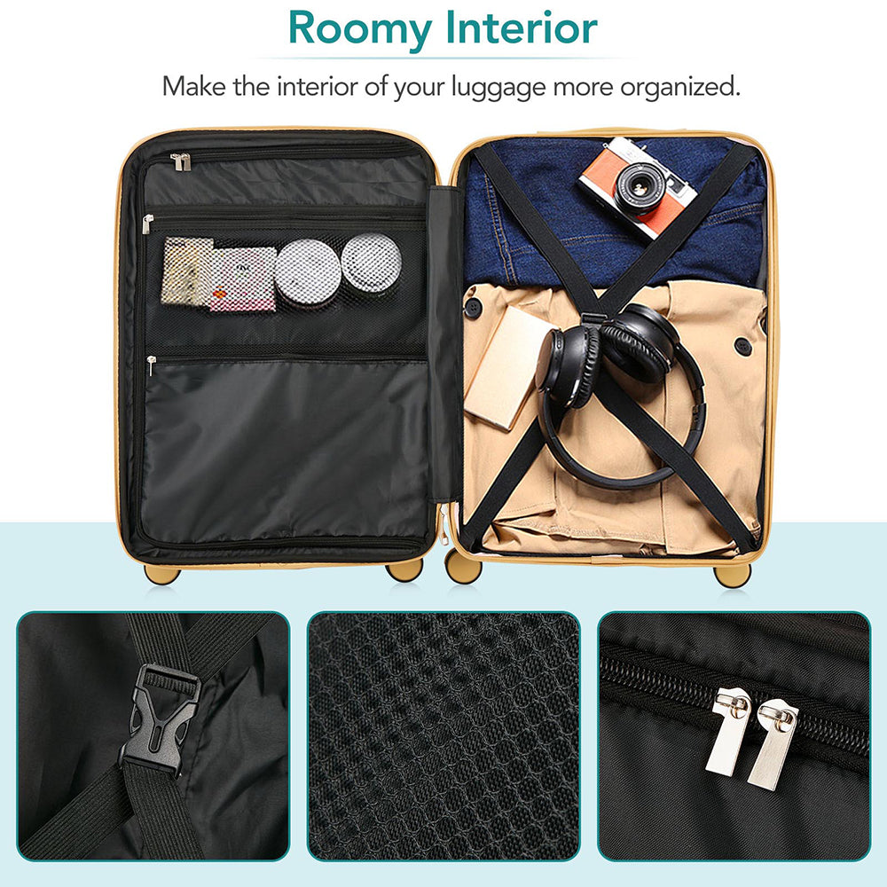 3 Piece Lightweight Hard-shell PC Luggage Sets double spinner 8 wheels Suitcase with TSA Lock - Teal Blue_9