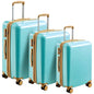 3 Piece Lightweight Hard-shell PC Luggage Sets double spinner 8 wheels Suitcase with TSA Lock - Teal Blue_0