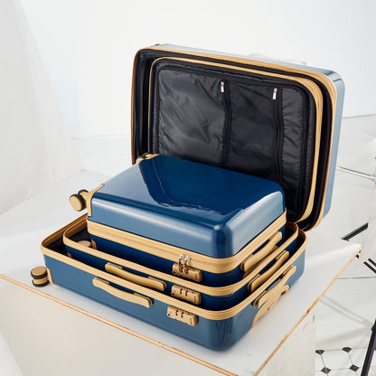 3 Piece Lightweight Hard-shell PC Luggage Sets double spinner 8 wheels Suitcase with TSA Lock - Blue_10