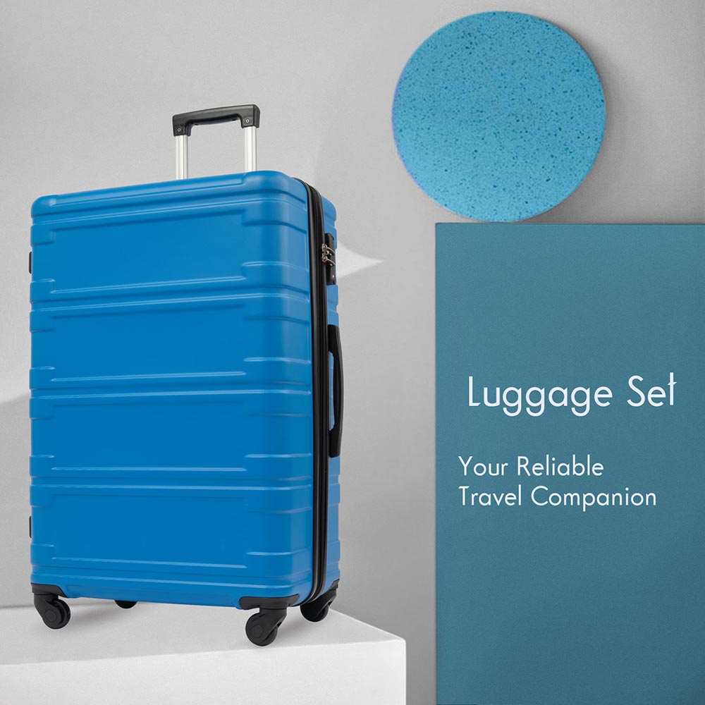 Set of 3 Hard-shell Lightweight Spinner Suitcase with TSA Lock - Blue_15
