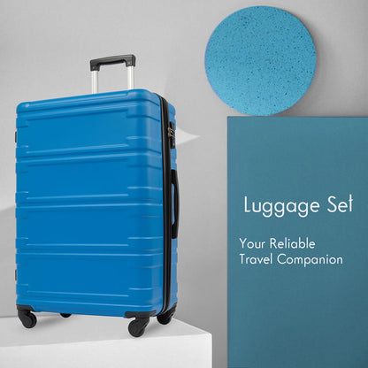 Set of 3 Hard-shell Lightweight Spinner Suitcase with TSA Lock - Blue_15