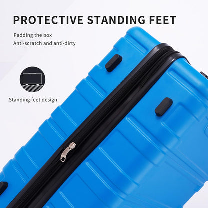 Set of 3 Hard-shell Lightweight Spinner Suitcase with TSA Lock - Blue_8