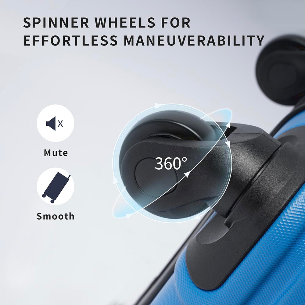Set of 3 Hard-shell Lightweight Spinner Suitcase with TSA Lock - Blue_10