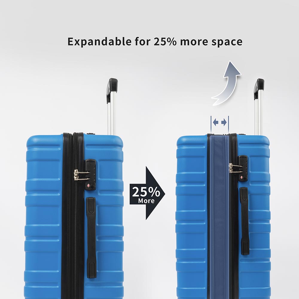 Set of 3 Hard-shell Lightweight Spinner Suitcase with TSA Lock - Blue_12
