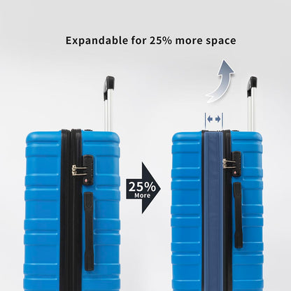 Set of 3 Hard-shell Lightweight Spinner Suitcase with TSA Lock - Blue_12