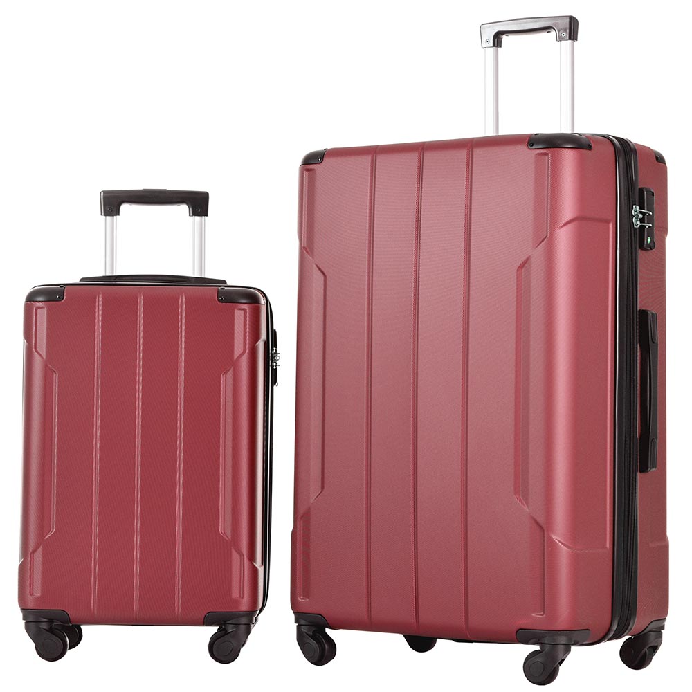 Set of 2 Expandable Hard Side Suitcase with TSA Lock and Spinner Wheels - Red_0