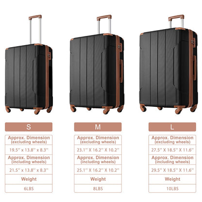 24In Expandable Lightweight Spinner Suitcase with Corner Guards - Black plus Brown_6