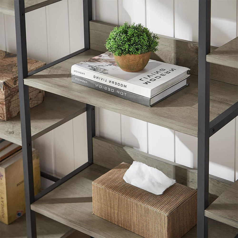 Triple Wide 5-Tier Industrial Bookshelf - Grey_3