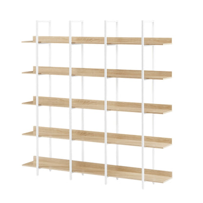 5-Tier Industrial Bookshelf with Metal Frame - White_1