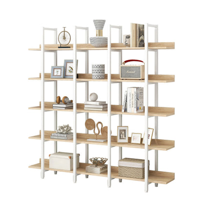 5-Tier Industrial Bookshelf with Metal Frame - White_8