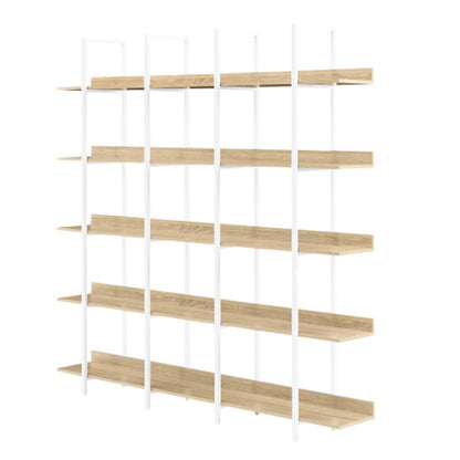 5-Tier Industrial Bookshelf with Metal Frame - White_9