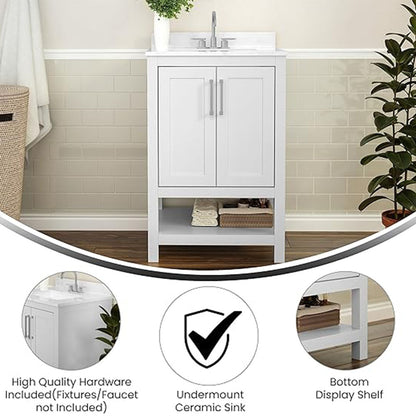 Bathroom Vanity with Sink, Multi-functional Cabinet - White_8