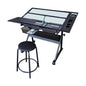Tempered Glass Adjustable Drafting Table - Black_0