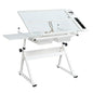 Tempered Glass Adjustable Drafting Table - White_0