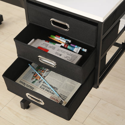 Adjustable Drafting Table with Stool & 3 Drawers - White_5