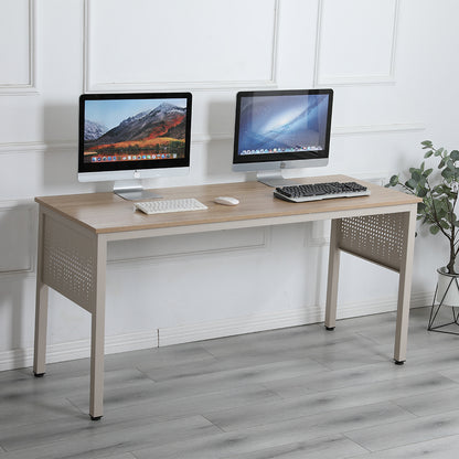 Office Desk with Metal Decor Panel - Beige_3