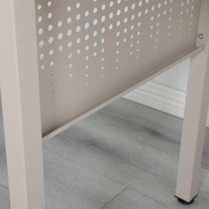 Office Desk with Metal Decor Panel - Beige_5
