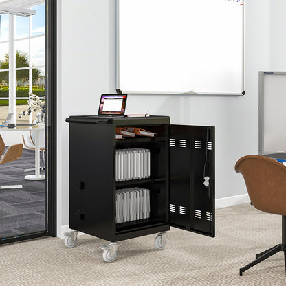 Mobile Charging Cart and Cabinet for Tablets, Laptops - Black_3