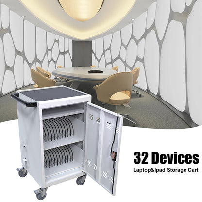 32-Device Mobile Charging Cart & Cabinet - White_4