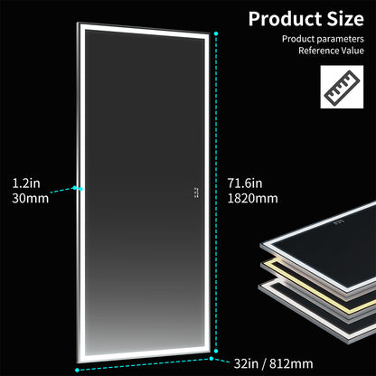 72x32 Inch Oversized LED Wall Mirror_4