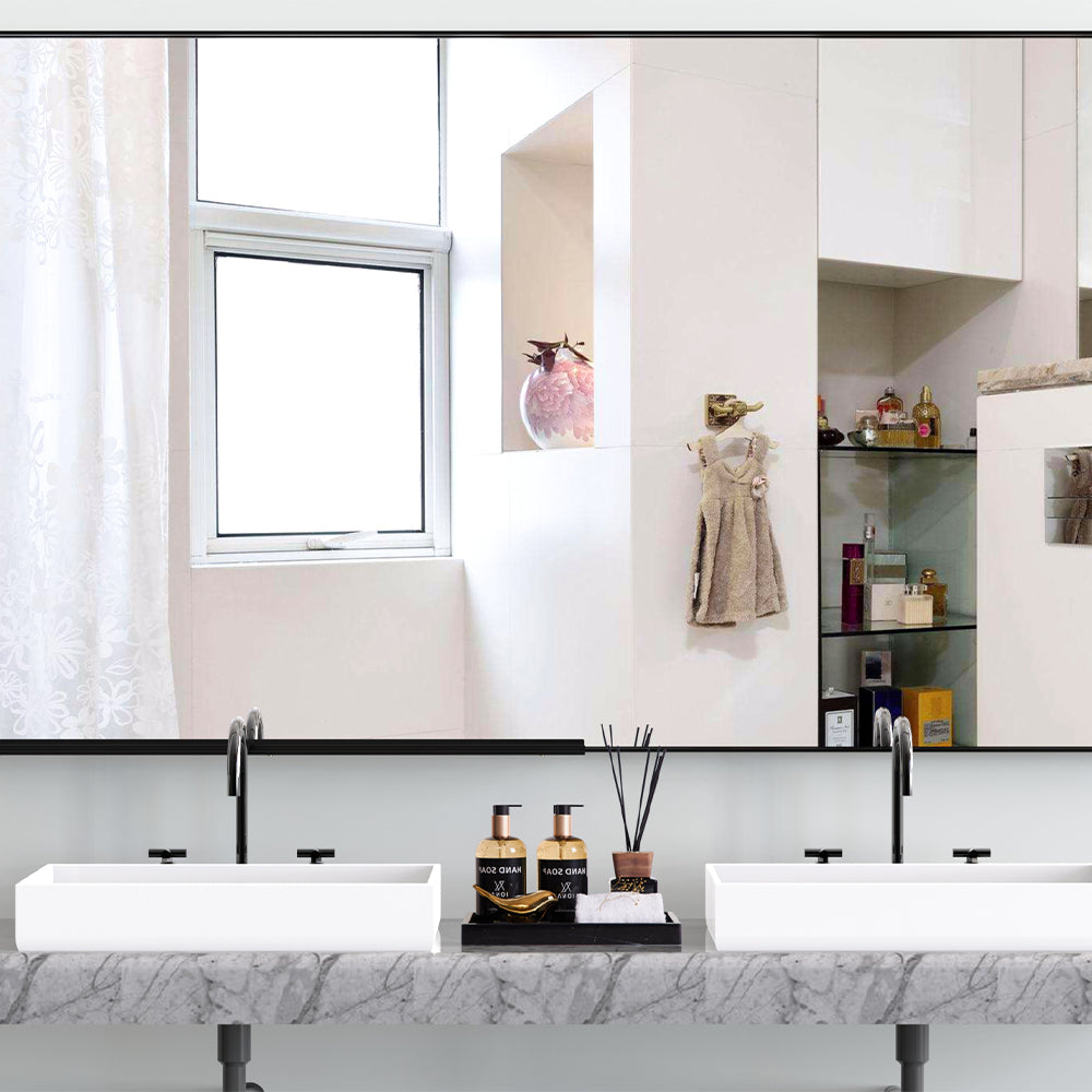 60x36 Inch Oversized Rectangle Mirror, Vertical/Horizontal Mount - Black Frame_7