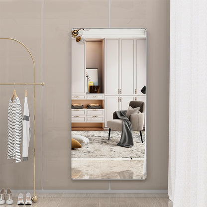 72x36 Inch Oversized Mirror with Mobile Tray-Silver Frame_3