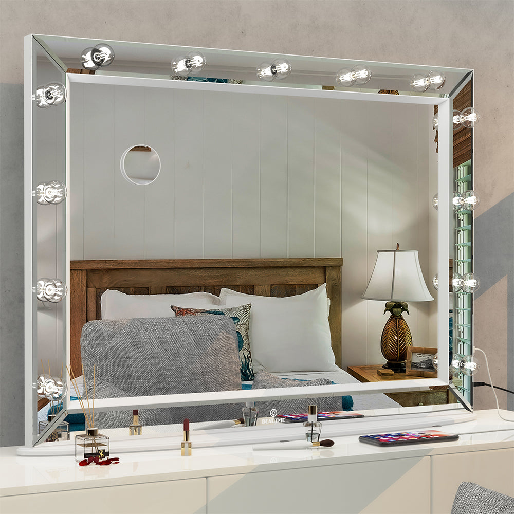 40x30.5 Inch Hollywood Vanity Mirror, USB Bulbs, Smart Touch Lighting - Large_2
