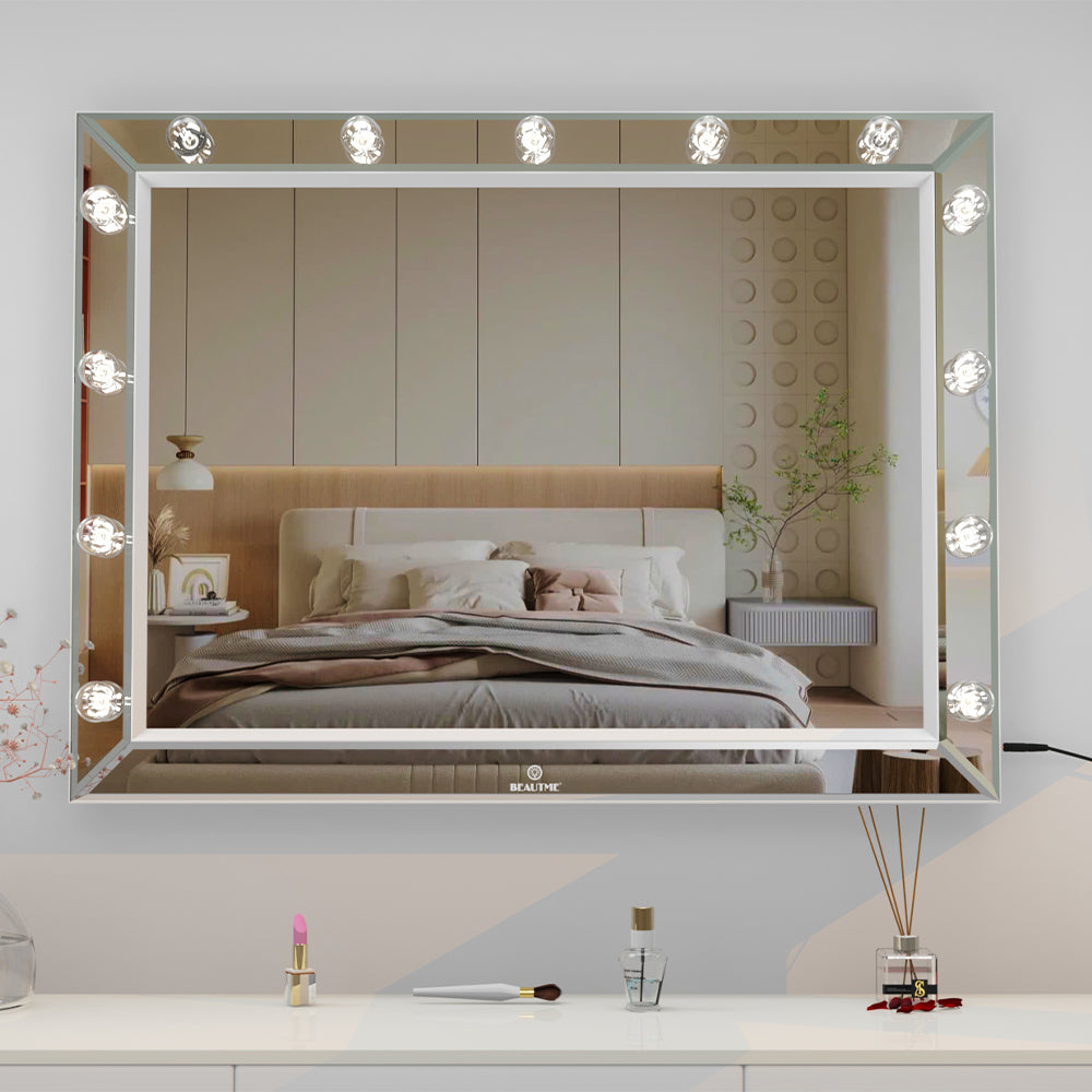 40x30.5 Inch Hollywood Vanity Mirror, USB Bulbs, Smart Touch Lighting - Large_3