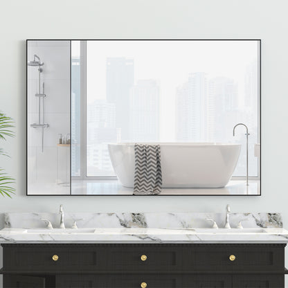 48x32 Inch Modern Rectangle Mirror - Black Frame_4