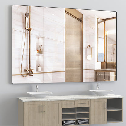 72x48 Inch Oversized Wall Mirror with Removable Tray - Silver Aluminum Frame_2