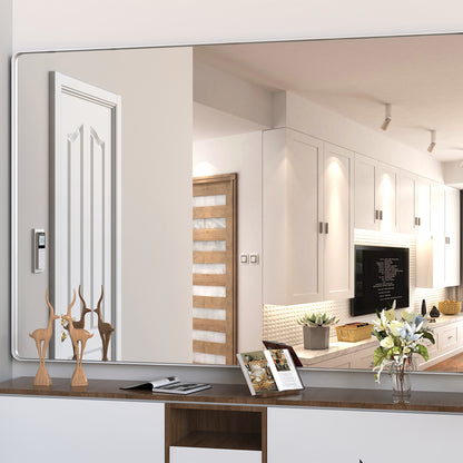 72x48 Inch Oversized Wall Mirror with Removable Tray - Silver Aluminum Frame_7