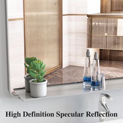 72x48 Inch Oversized Wall Mirror with Removable Tray - Silver Aluminum Frame_6