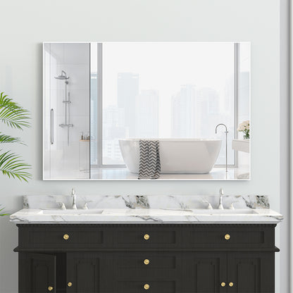 48x32 Inch Modern Oversized Rectangle Mirror - White Frame_3