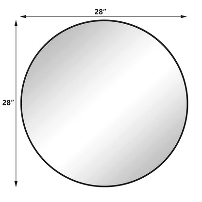 28 Inch Round Metal Frame Wall Mirror - Black_6