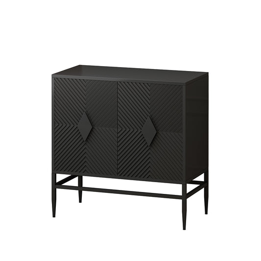 31.5 Inch Modern Wooden Accent Cabinet with Metal Legs - Black_0